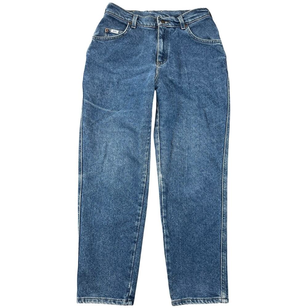 Vintage 90s Lee High Rise Mom Jeans Medium Wash Tapered Leg Ankle Women’s 28